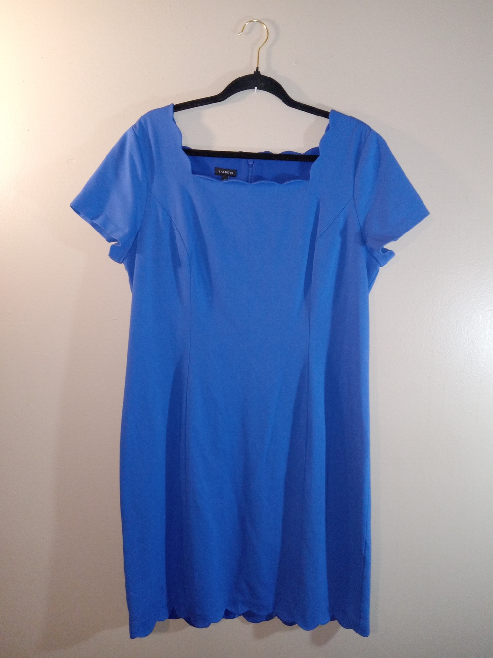 Talbots Blue Scallop-Neck Midi Dress